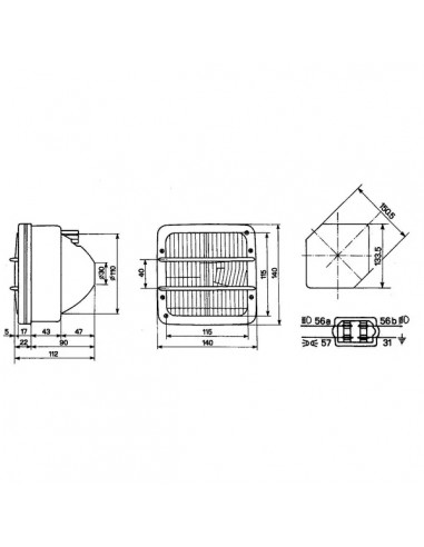 05160000 - Faro Delantero 140x112x122 mm Con Luz Población