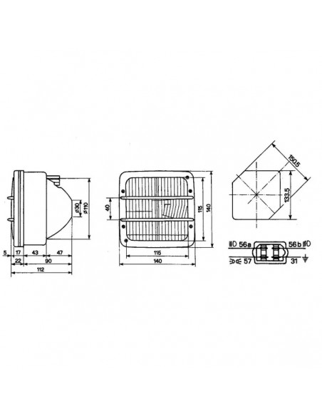 05160000 - Faro Delantero 140x112x122 mm Con Luz Población