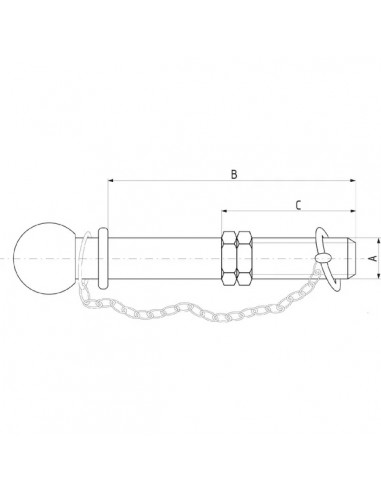 Perno con bola de enganche 7-1/2" x 7/8" UNF
