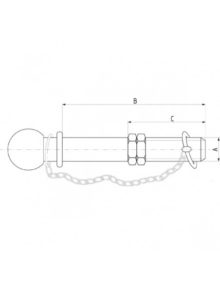 Perno con bola de enganche 7-1/2" x 7/8" UNF