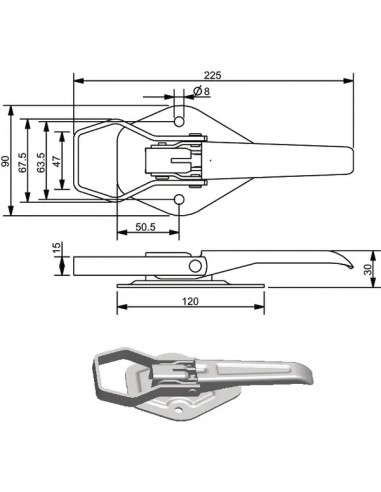 Pestillo Excéntrico Galvanizado 225x90 mm.