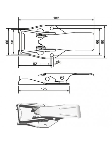 Pestillo Excéntrico Galvanizado 182x80 mm.