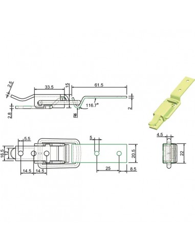 Pestillo Excéntrico Galvanizado 63x20,5 mm.