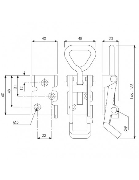 Pestillo Excéntrico Galvanizado 146x48 mm.
