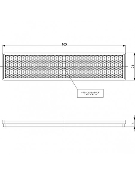 LA75013 - Reflector Blanco Rectangular 105x24 mm Autoadhesivo