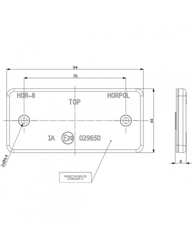 LA75002 - Reflector Naranja Rectangular 94x44 mm Atornillado