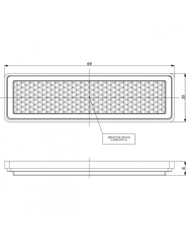 LA75009 - Reflector Rojo Rectangular 69x20 mm Autoadhesivo