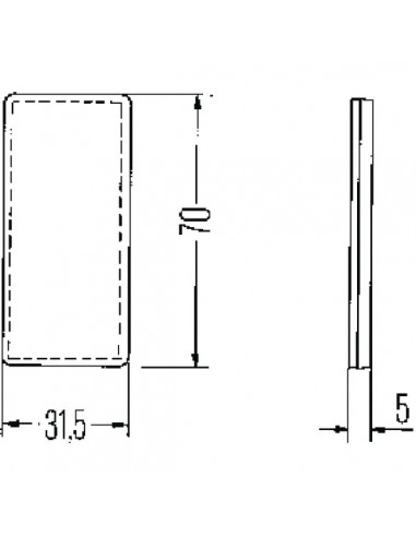8RA004412021 - Reflector Rectangular Rojo Hella Autoadhesivo 70x31,5 mm