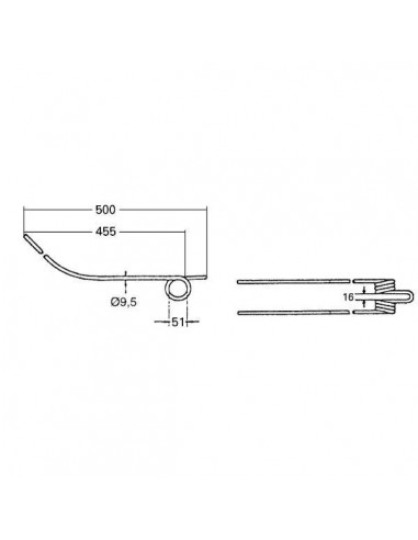 57720200GN - Muelle Rastrillo Henificadora Adaptable Kuhn 575x92 mm. 57720200GN - Muelle Rastrillo Henificadora Adaptable Kuhn 575x92 mm.