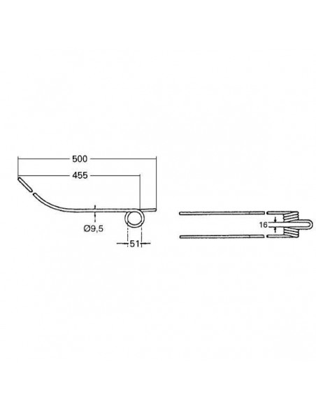 57720200GN - Muelle Rastrillo Henificadora Adaptable Kuhn 575x92 mm. 57720200GN - Muelle Rastrillo Henificadora Adaptable Kuhn 575x92 mm.