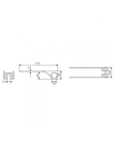 VF1662005786GN - Púa Adaptable para Henificadora 370x100x9 Deutz-Fahr VF1662005786GN - Púa Adaptable para Henificadora 370x100x9 Deutz-Fahr