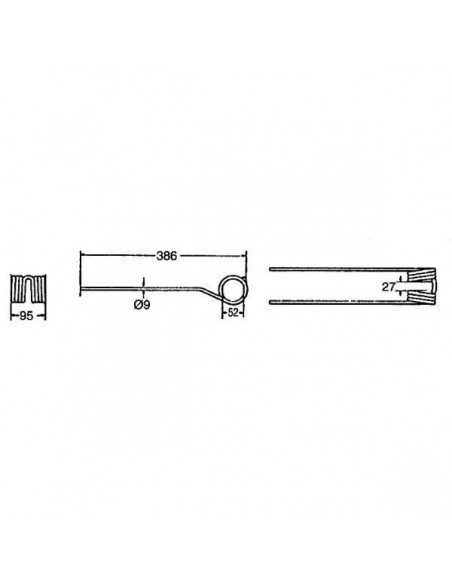 150296GN - Púa Adaptable para Henificadora 386x95x9 Fella