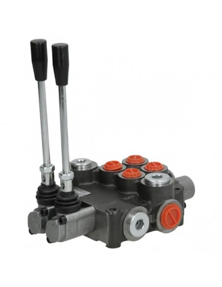 Distribuidor Hidráulico Manual 2 Palancas Doble Efecto Muelle 80 l/min 1/2"