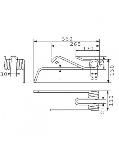 4104311680GN - Púa Adaptable para Henificadora Izquierda 360x110x9 Lely