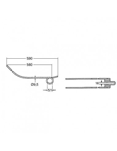 K8013670GN - Muelle Rastrillo Henificadora Adaptable Kuhn590x92X9,5 mm.