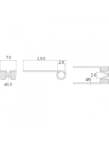 0940522900GN - Dientes Pick-up Welger Adaptable 190x70x5 mm.