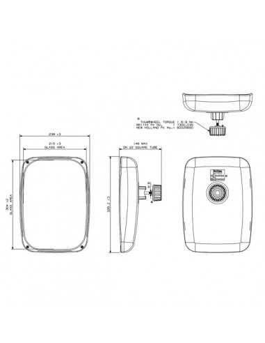 Espejo Retrovisor 238x328 mm. 23-23 mm Adaptable Case MXM-MXU-CVX-Maxxum-Magnum