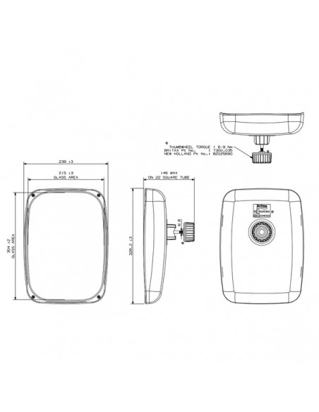 Espejo Retrovisor 238x328 mm. 23-23 mm Adaptable Case MXM-MXU-CVX-Maxxum-Magnum