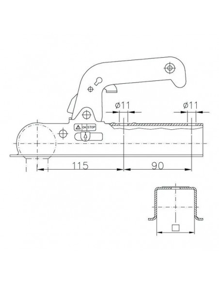 Enganche de Bola Remolque Carg. Max. 800 Kg. Perpendicular