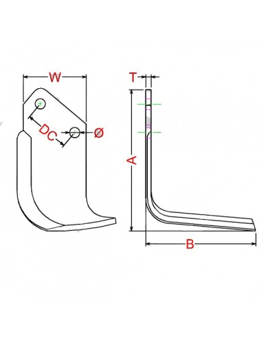 01358007030IZ - Cuchilla Izquierda Rotavator Belafer-Howard-Agric