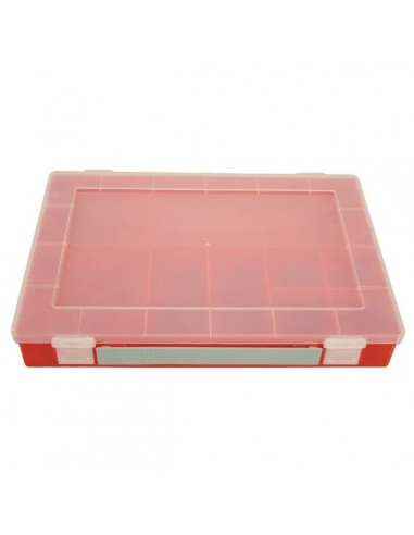 WE6047 - Caja Almacenaje 8 Compartimentos Roja 335 x 225 x 55 mm.