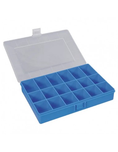 WE6083 -  Caja Almacenaje 18 Compartimentos Azul 250 x 170 x 46 mm.