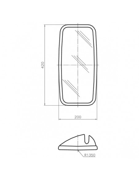 6005025883GN - Renault Espejo Retrovisor Adaptable 42x20 cm 6005025883GN - Renault Espejo Retrovisor Adaptable 42x20 cm