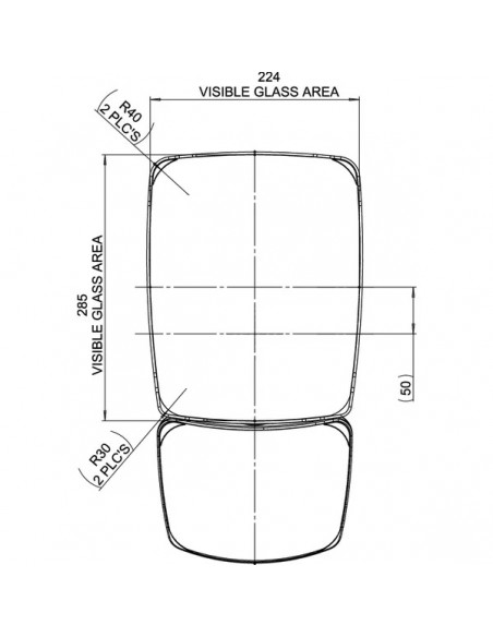 7135050AM - Espejo Retrovisor Doble Lente 440x230 mm. Conexión 22 mm.
