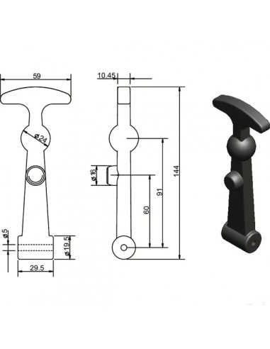 318000GKR - Soporte Capó 145 mm