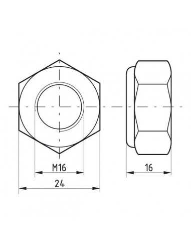 98516 - Tuerca Hexagonal Autoblocante M16x2 DIN985 Acero Cincado