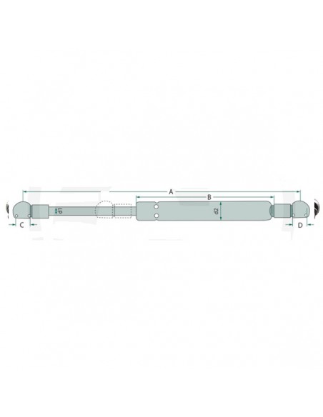 3478319M2GN - Massey Ferguson Cilindro Gas Puerta Izquierda- Derecha Adaptable Serie 300