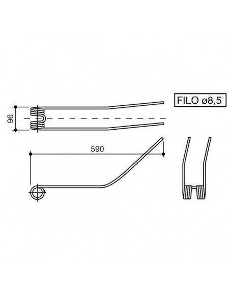 30069GN - Púa Adaptable Henificadora Acma 590x96x8,5 mm.