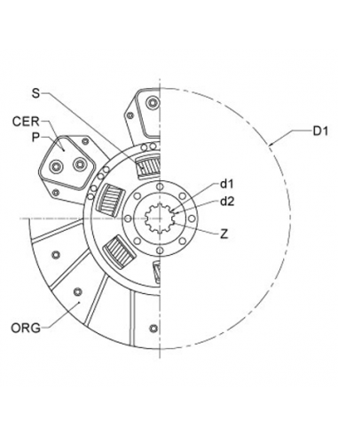 Disco Embrague Sinterizado - Muelles - Libre Ø 327 - 36 x 41 - 24 / 5 Paletas Same Explorer 95TB (Serie 1002 - 2171)
