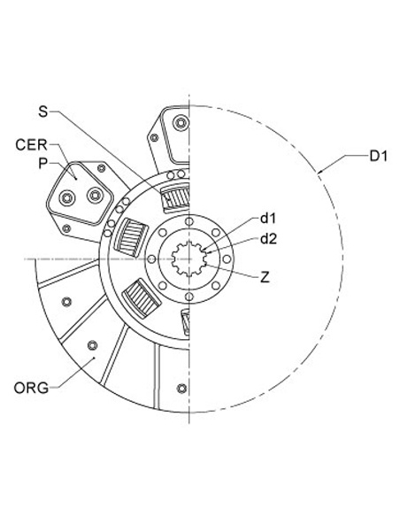 Disco Embrague Sinterizado - Muelles - Libre Ø 327 - 36 x 41 - 24 / 5 Paletas Same Explorer 95TB (Serie 1002 - 2171)