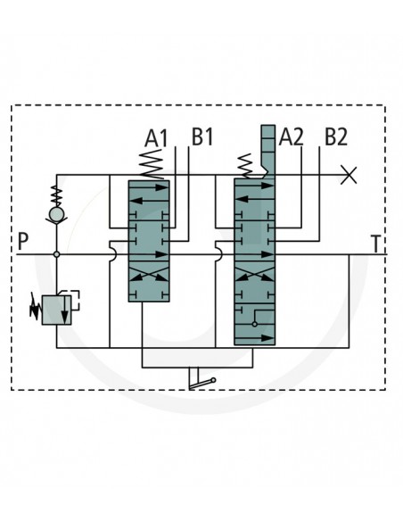 Kit Mando Pala con Distribuidor + Sirgas 2000 mm 80 l/min con 1 x Doble Efecto + 1 x Doble Efecto con Posición Flotante + Taster