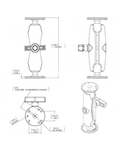 RAMC101 - Soporte de Doble Bola con Doble Plato redondo Bola C/1,5" RAMC101 - Soporte de Doble Bola con Doble Plato redondo Bola C/1,5"