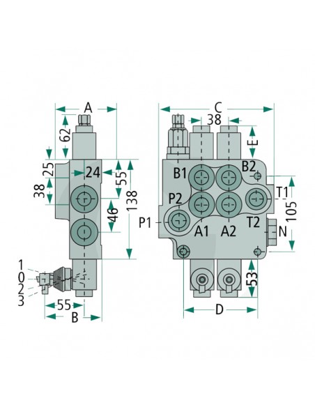 Valvula Hidráulica P80 2X Doble Efecto