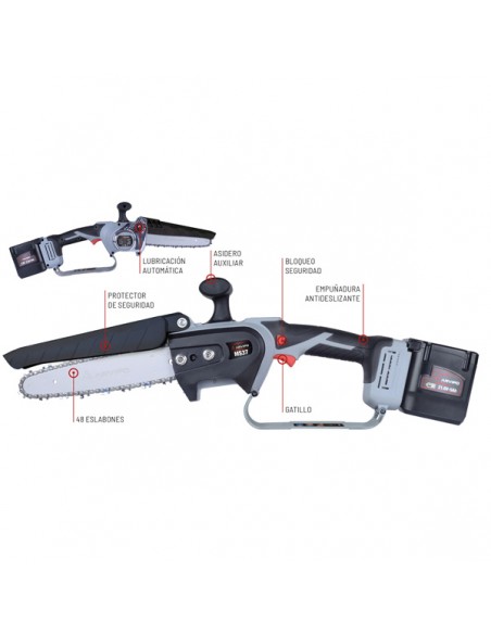 Motosierra Poda Con Batería Arvipo MS37 + 3 Baterías