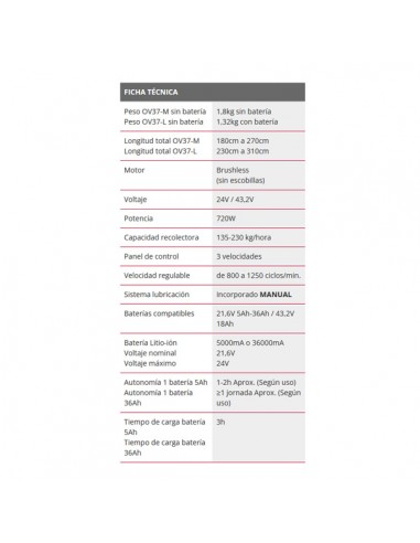 Peine Eléctrico- Vareador Arvipo OV37-M