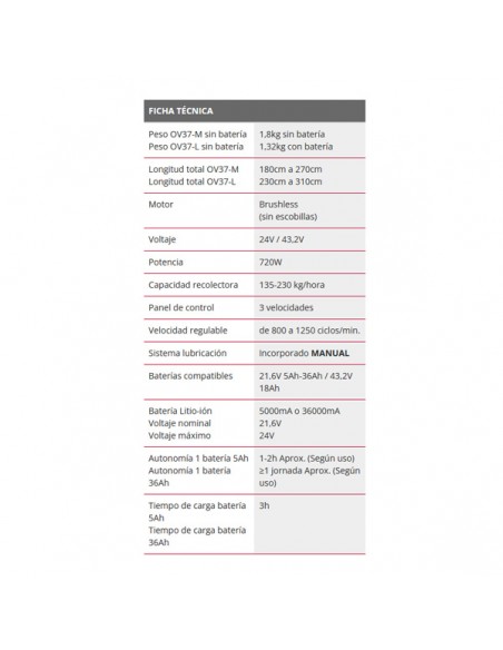 Peine Eléctrico- Vareador Arvipo OV37-M