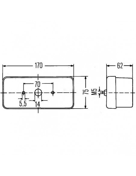 AL24545GN - Luz Trasera Derecha Adaptable 170x75x62 mm