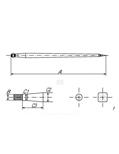 Púa Alpaca  Recta 35x820 mm.