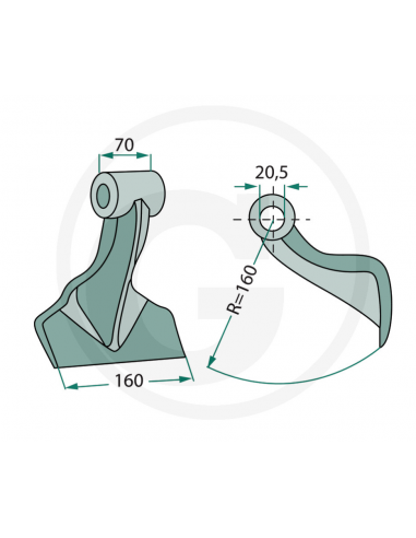Martillo Trituradora  160x70x20,5 mm.