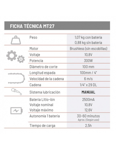 Motosierra MT27 + Tijera Poda PS27 +...