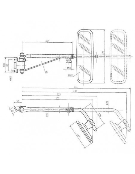 CA6396001 - Retrovisor con Brazo Telescópico Izquierdo Estándar