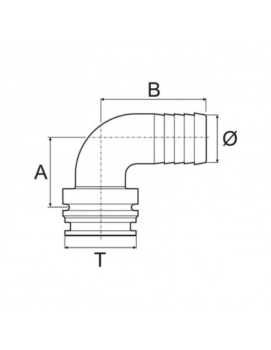 Boca de riego 90° T5 20 mm