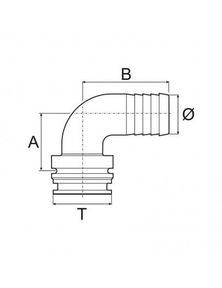 Boca de riego 90° T5 20 mm