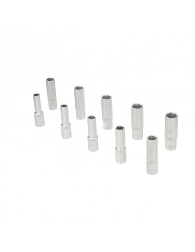 Juego de llaves de vaso largas 1/2" en estuche 10 piezas