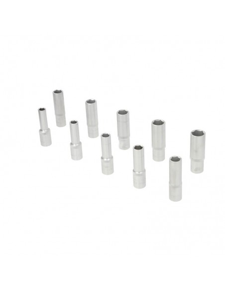 Juego de llaves de vaso largas 1/2" en estuche 10 piezas