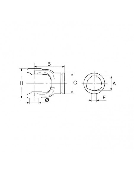 Horquilla para tubo perfilado Ø45 mm Serie 8 Bondioli&Pavesi